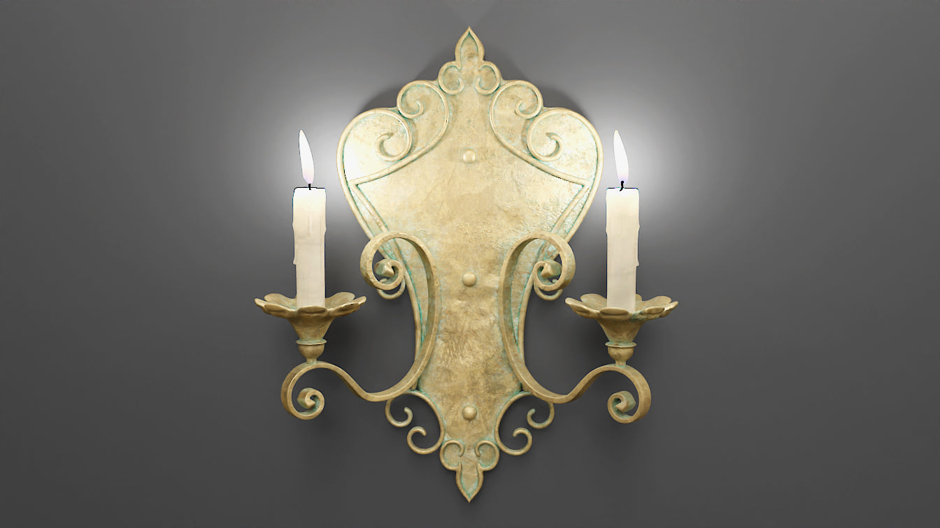 Victorian wall lamp 3d model for Blender and OBJ with low polycount and PBR textures