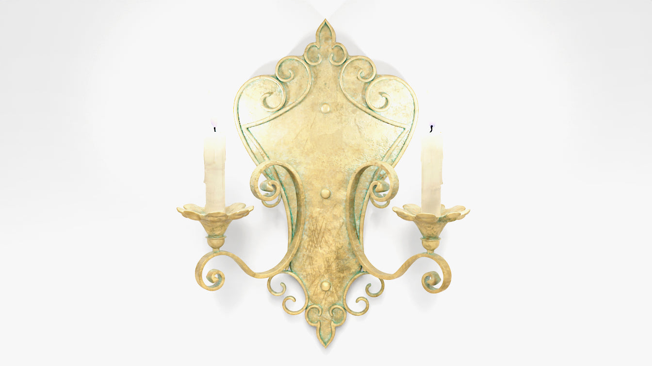 Victorian wall lamp 3d model for Blender and OBJ with low polycount and PBR textures