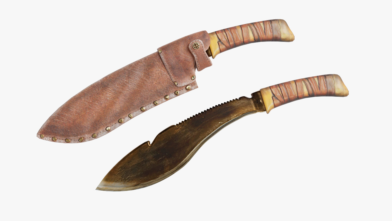 Worn machete low poly 3d model for Blender and OBJ with PBR textures