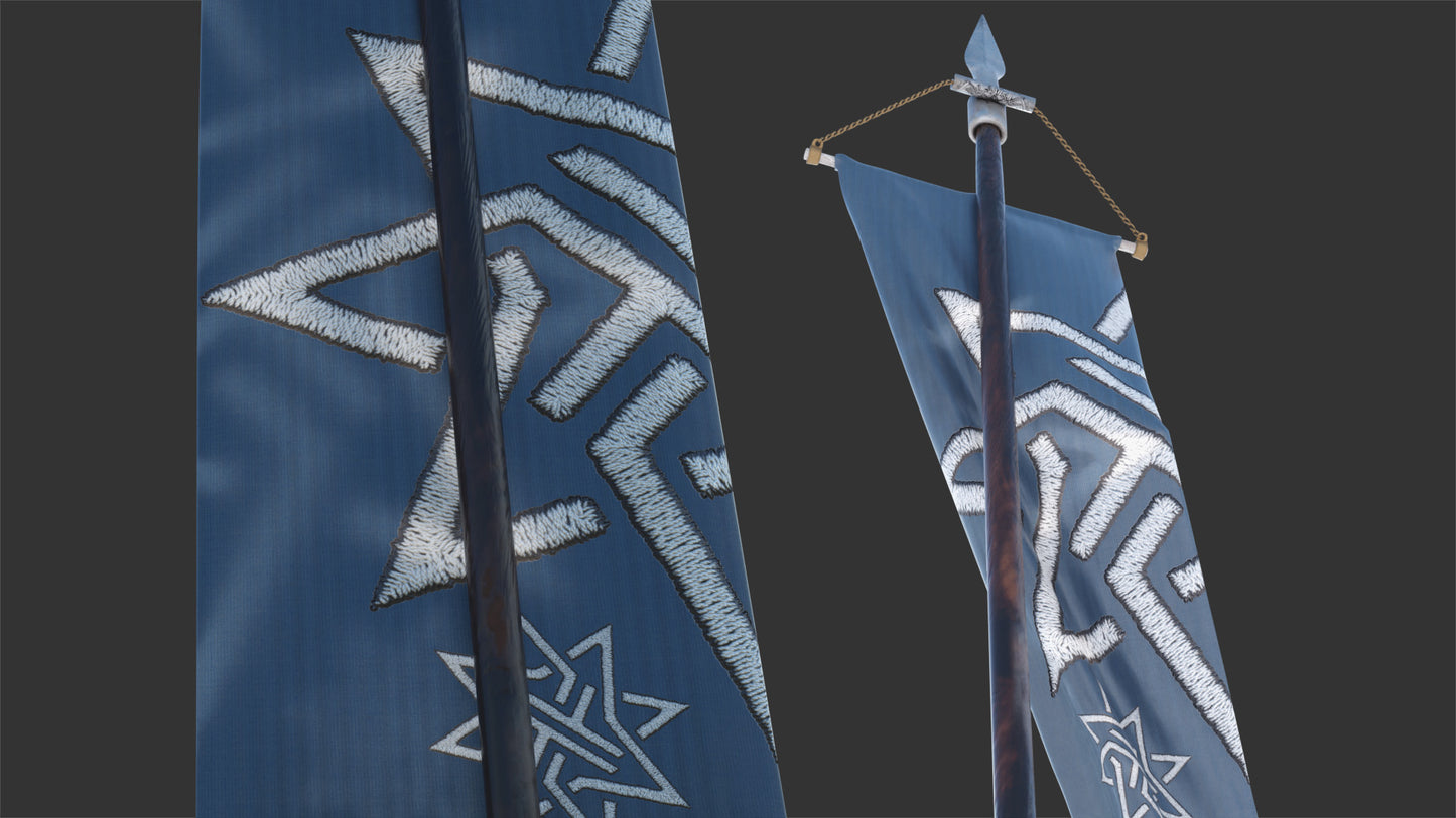 medieval Fantasy castle banner, heraldic, 3d model for Blender and OBJ with PBR textures and low poly count
