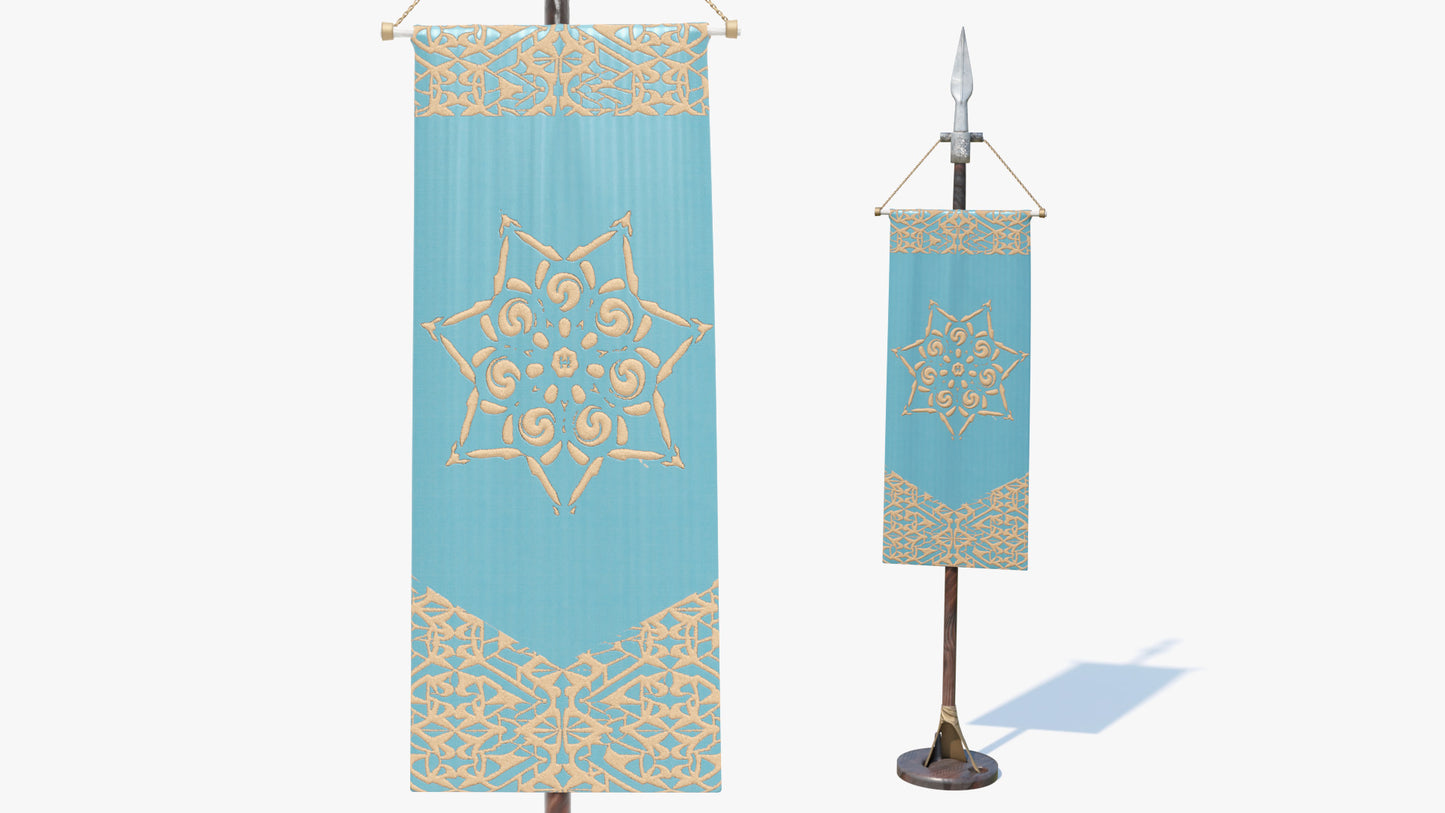 medieval Fantasy castle banner, heraldic, 3d model for Blender and OBJ with PBR textures and low poly count