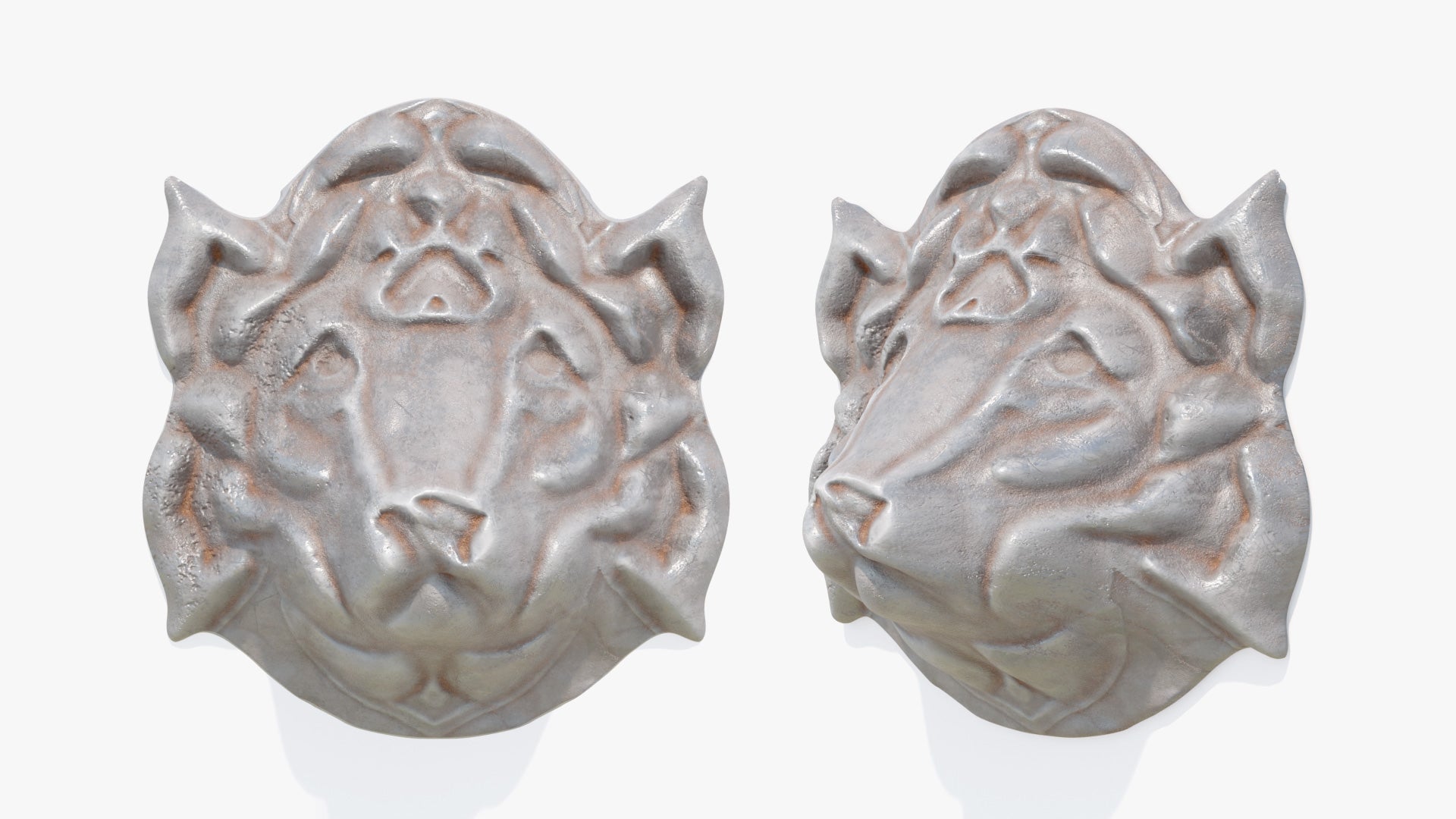 Wolf mask sigil medieval fantasy crest 3d model for Blender and OBJ with PBR textures and low polycount