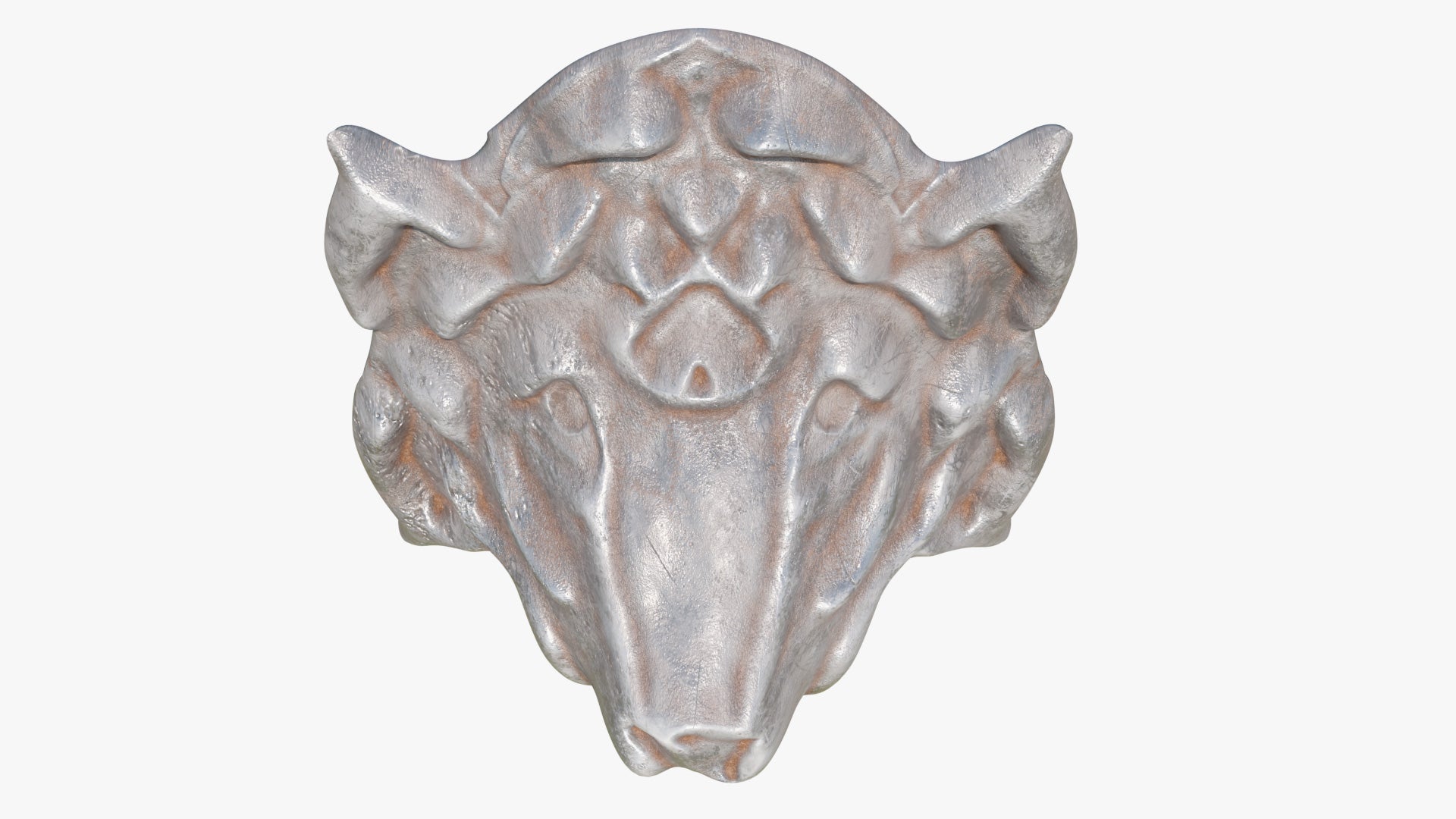 Wolf mask sigil medieval fantasy crest 3d model for Blender and OBJ with PBR textures and low polycount